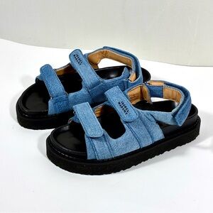 Isabel Marant Madee Platform Sandals Denim Light Blue 40 9 NEW Flat